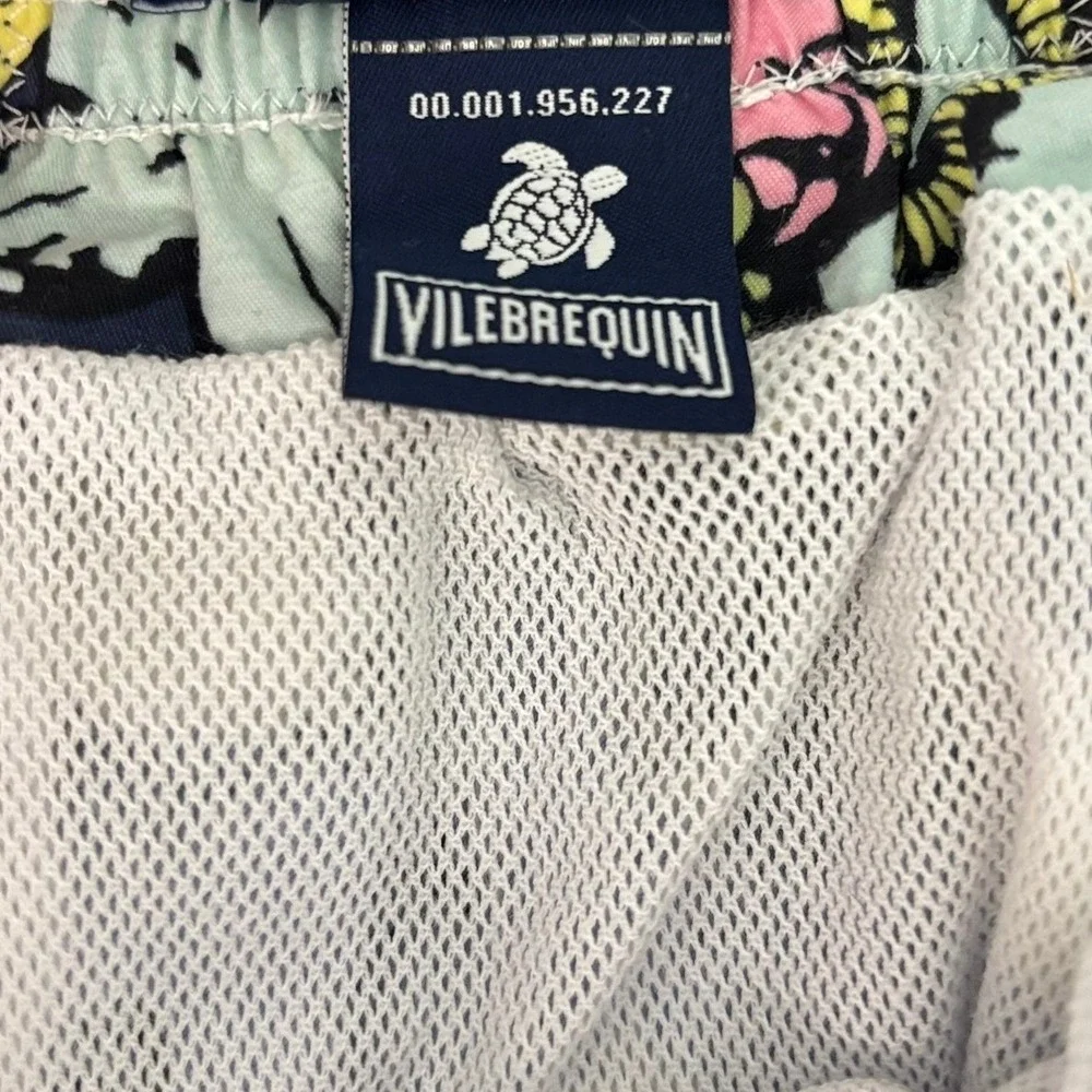 Vilebrequin Swim Trunks Men XL Navy Tropical Fruit Floral Drawstring Shorts